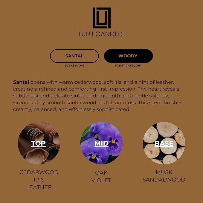 Lulu Candles | Santal | Luxury Scented Soy Jar Candle | Hand Poured in The USA - Image 4