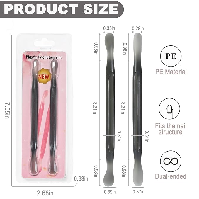 2Pcs Plastic Cuticle Pusher, Dual-end Dead Skin Nail Pusher, Gentle Plastic - Image 4