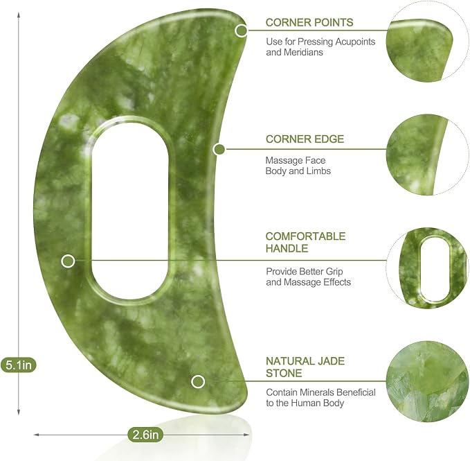 2 PCS Jade Stone Gua Sha Massage Tool Set Body GuaSha Tool - Image 3