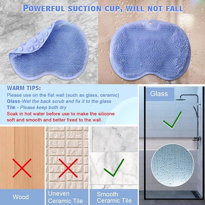 1 Pcs Shower Back & Foot Scrubber, Wall Mounted Back Scrubber Silicone Bath - Image 7