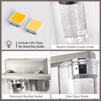 Bathroom Light Fixtures, 3 Light Brushed Nickel Bathroom Vanity Light over - Image 4