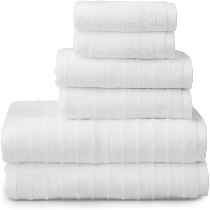 Welhome James 100% Cotton Textured Stripe Towel Set - Image 5