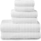 Welhome James 100% Cotton Textured Stripe Towel Set - Image 5