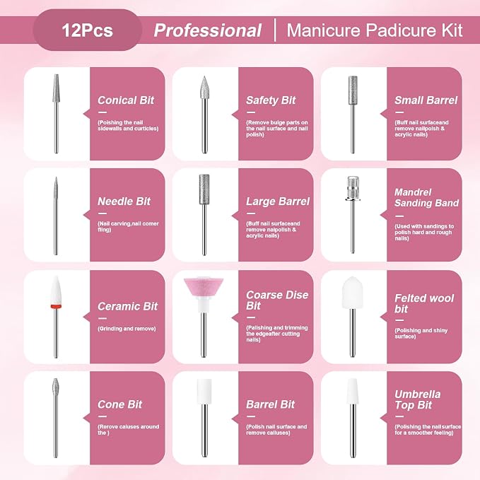 Professional Manicure Pedicure Kit, Electric Nail Drill - Image 6