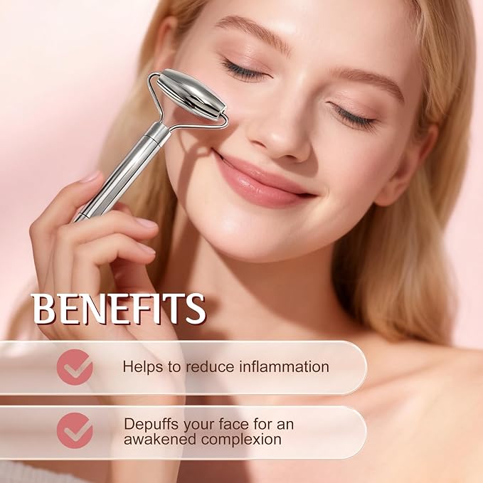 Gua Sha & Face Roller, Stainless Steel Gua Sha Facial Tools, Lymphatic Drainage - Image 2