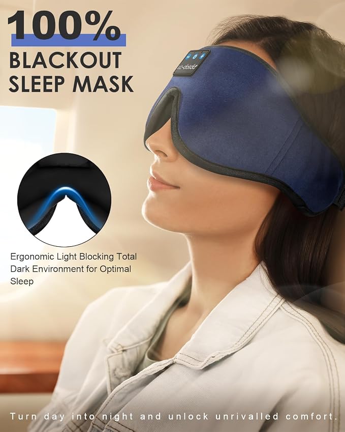 LC-dolida Sleep Headphones, Sleep Mask Bluetooth Wireless Music Eye Mask - Image 3