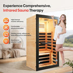 OUTEXER Sauna One Person Infrared Saunas Room Chilean Pine Wood 1050W Dry - Image 2