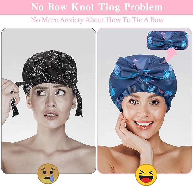 2 PCS Waterproof Shower Caps, Oversized Adjustable Hair Cap - Image 5