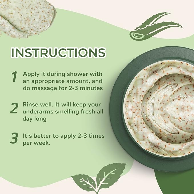 Armpit Detox Scrub 8.8 oz with Peppermint, Aloe Vera and Walnut Shell Powder - Image 6
