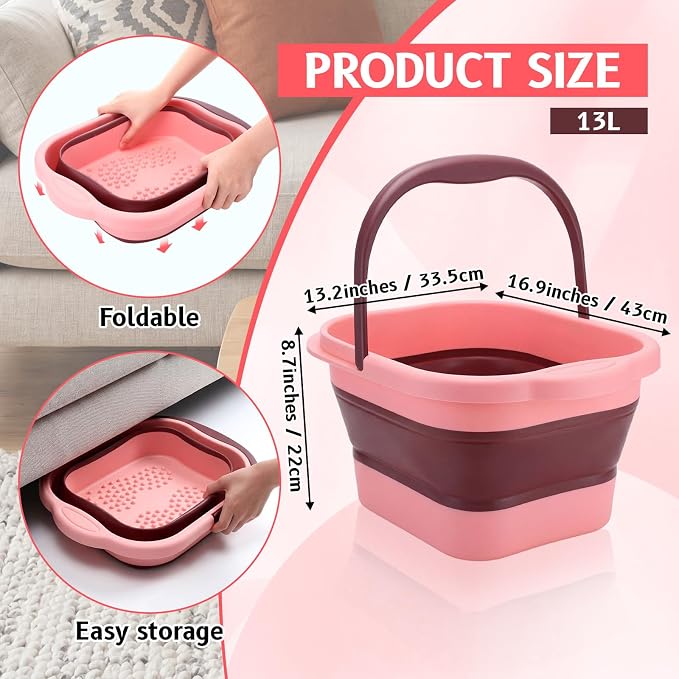 2 Pack Collapsible Foot Bath Plastic Foot Soaking Tub Portable Feet Bucket - Image 2