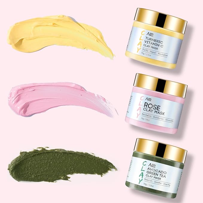 ANAI RUI 3 Pack Clay Mask Set Turmeric Vitamin C Clay Mask -Rose Facial Mask - Image 8
