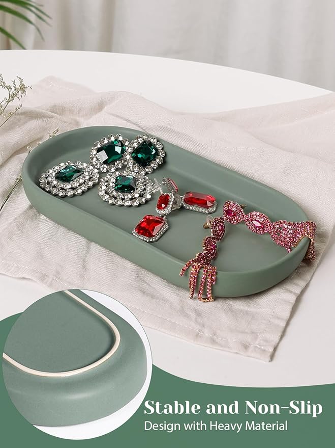 INGOFIN 7" Ceramic Bathroom Vanity Tray Set- 2 Pcs Bathroom Organizer - Image 5
