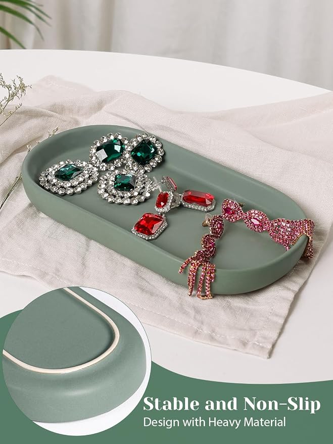 INGOFIN 7" Ceramic Bathroom Vanity Tray- Bathroom Organizer Countertop Tray - Image 5