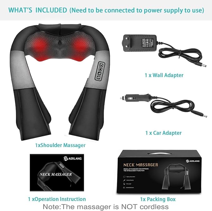 AERLANG Shiatsu Back and Neck Massager, Back Massager Deep Tissue Kneading Neck - Image 6