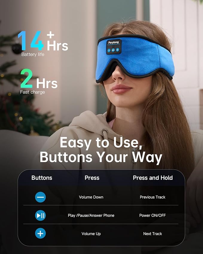 Sleep Mask with Bluetooth 5.4 Headphones, Wireless Music Sleep Eye Mask - Image 6