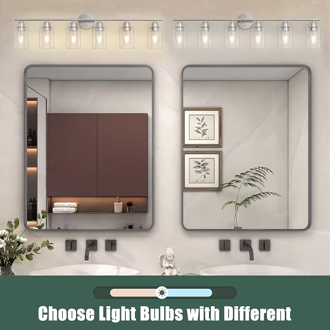 Espird Bathroom Vanity Light Fixtures Brushed Nickel, 6 Lights Bathroom Over - Image 6