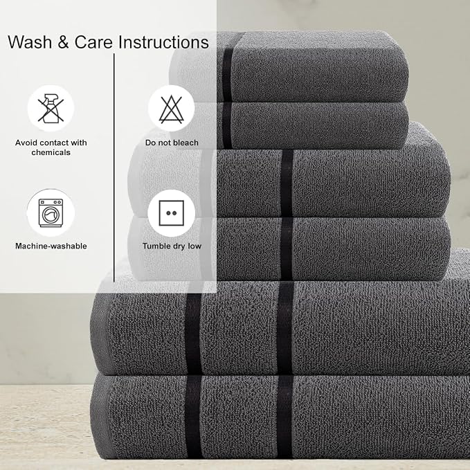 CASA COPENHAGEN Eternal 6 Pieces Towel Set- Pine Grey, 500 GSM 2 Bath Towel 2 - Image 3
