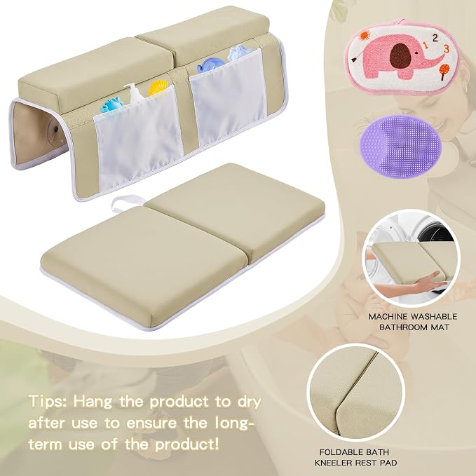 Baby Bath Kneeler and Elbow Rest Pad Set, Bath Kneeling Pad Thick Soft Quick - Image 7