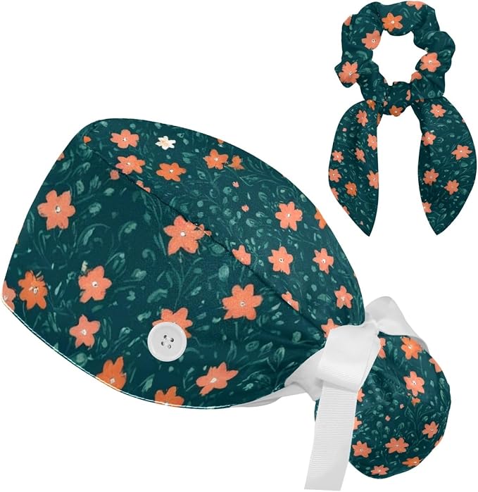 Scrub Caps Women Nursing Hats Floral Flowers by FQURFHY