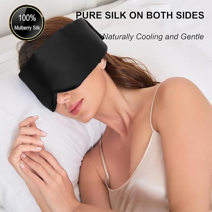 100% Mulberry Silk Sleep Mask for Women & Men Beauty Sleep, Adjustable - Image 2