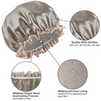 Waterproof Shower Caps for Women, Solid Color Dual-Layer Elastic Band Design - Image 5