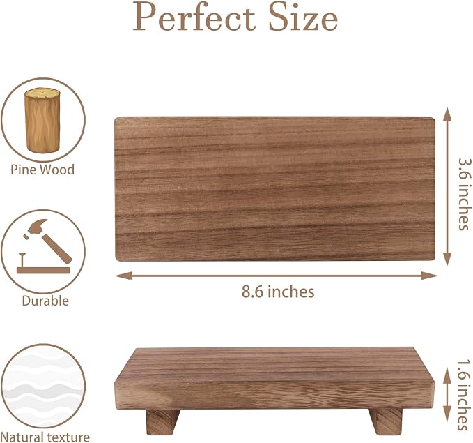 zoocatia Small Wood Tray Pedestal Stand Farmhouse Bathroom Decor Decorative - Image 4