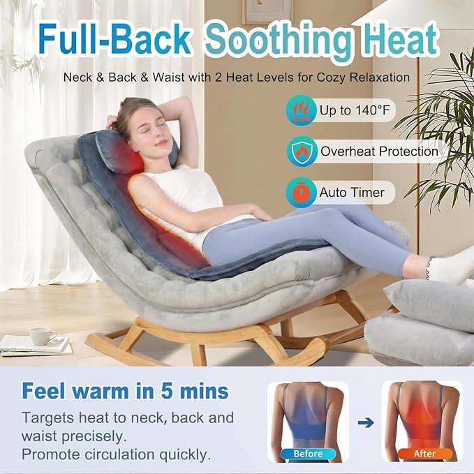 Back Massager with Heat, Full Body Massage Pad with Pillow Neck Support - Image 6