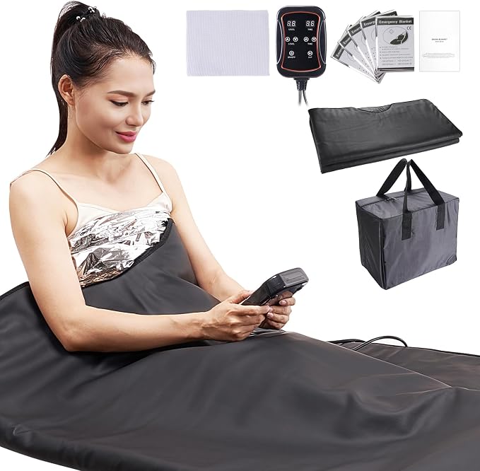 Happybuy Sauna Blanket for Detox, Home Relaxation, 1-6 Temp Levels, 1-60 Min by Happybuy