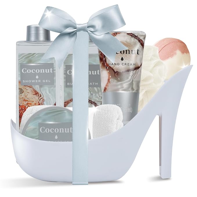 Soothing Coconut Spa Treasures for Women, 8 Piece Gift Set, Designed for beautys by SPALUXETIQUEWORLD