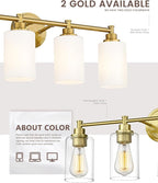 FEMILA Vanity Lights for Bathroom, Modern 4-Light Gold Bathroom Light Fixture - Image 5
