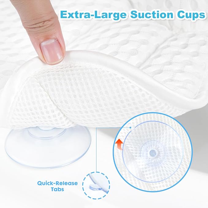 Bath Pillows for Tub, Ergonomic Bathtub Pillow for Head, Neck & Back Support - Image 2