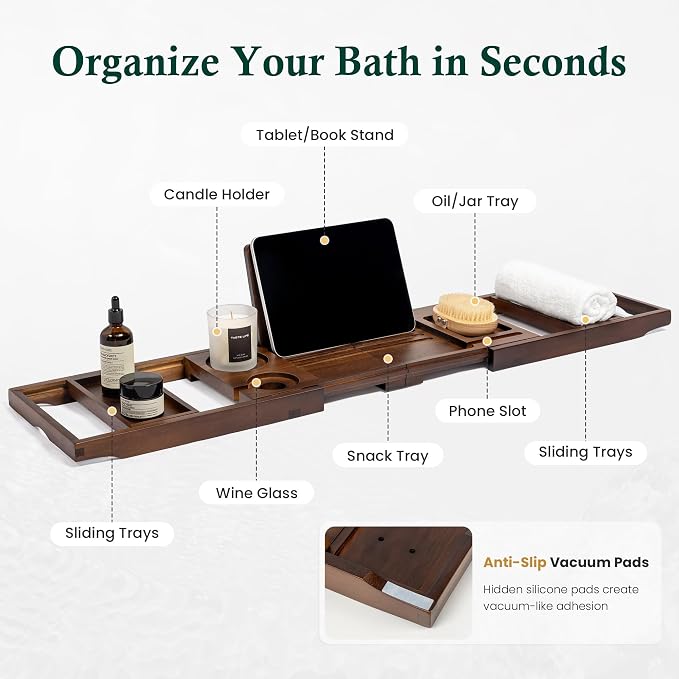Teak Bathtub Tray, Bath Caddy - Image 3