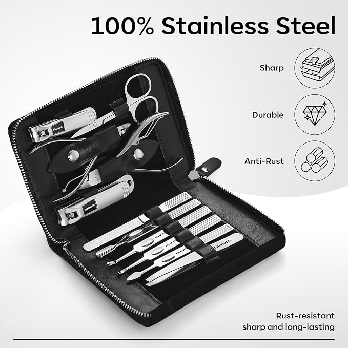 Manicure Kit, FAMILIFE Professional Manicure Set Nail Kit, 11 in 1 Stainless - Image 2