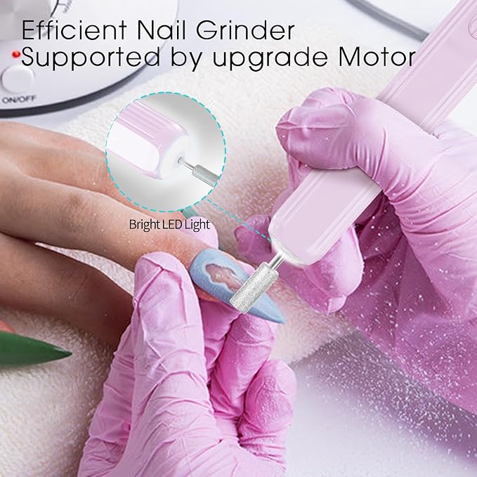 Professional Manicure Pedicure Kit -360° Light, Rechargeable Electric Nail Drill - Image 5
