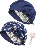 2 Pack Satin Lined Bouffant Scrub Caps by Yuest