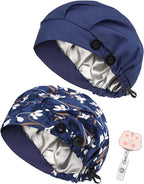 2 Pack Satin Lined Bouffant Scrub Caps by Yuest