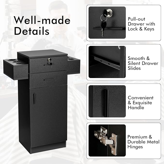 Giantex Salon Storage Cabinet, Locking Hair Styling Storage Organizer - Image 7