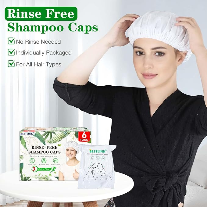 Shampoo Caps No Rinse, 6 Pack Waterless Shampoo Caps - Image 7