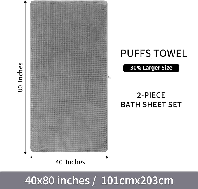 KBY Bath Towels Set of 2, Extra Large Bath Sheets 40X80 Inches, Quick Dry - Image 8