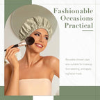 Reusable Shower Cap for Women, Large Waterproof Shower Bonnet - Image 2