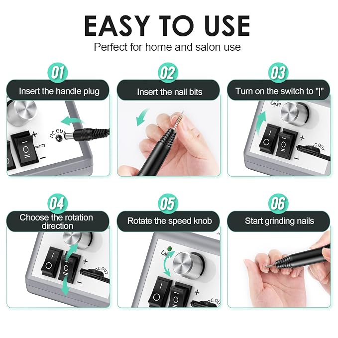 Electric Nail Drill Machine, 20000RPM Professional Nail Drill, Gel Nails - Image 6