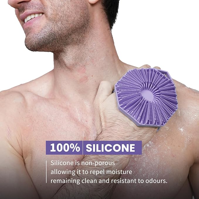 iTokGoK® Premium Silver-Infused 2 in 1 Silicone Body Scrubber, Double-Sided - Image 2