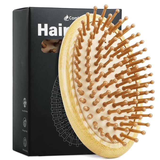 Natural Bamboo Hair Brush for Hair Growth, Massaging Scalp, Detangling Brush by Combetter