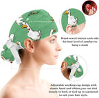 Scrub Caps Women Ponytail Cute Pink and White Leaves Caps Bouffant Working Hat - Image 3