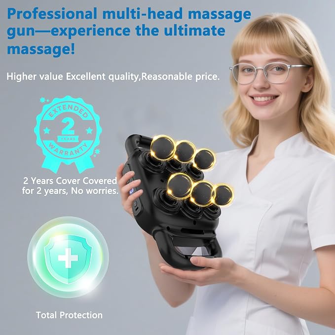UFFAE Six Head Massage Gun, 50 Intensity Levels & 9 Massage Modes, Equipped - Image 9