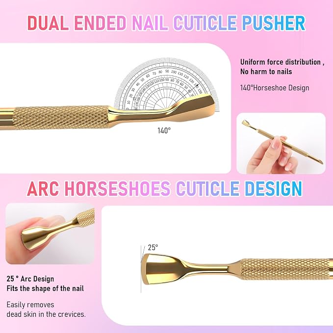 Pre-Treatment Cuticle Pusher, Dual Ended Cuticle Remover Russian Prep Nail - Image 3