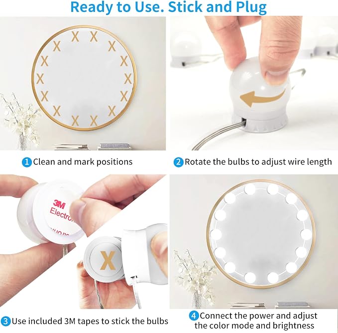LED Vanity Mirror Lights with 14 Dimmable Bulbs, 3000K 4500K 6500K & 10 - Image 5