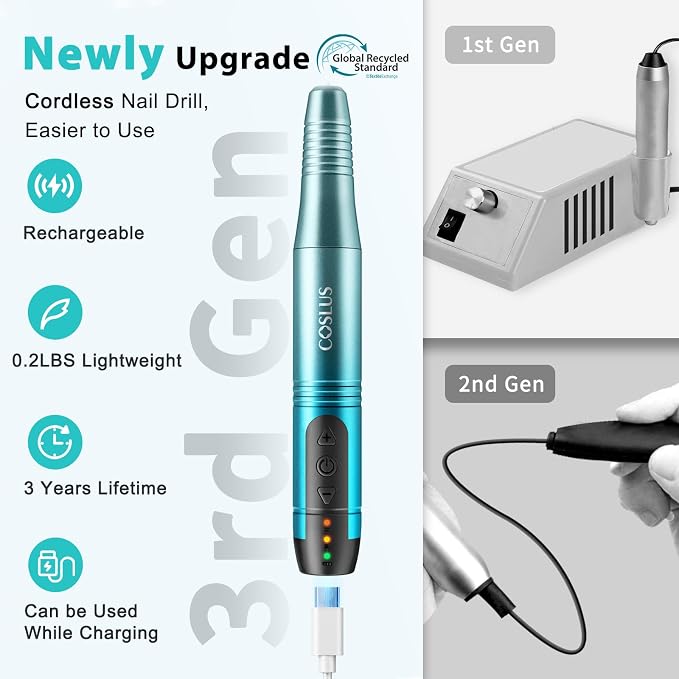 COSLUS C20 Cordless Nail Drill Electric File: Professional - Image 2