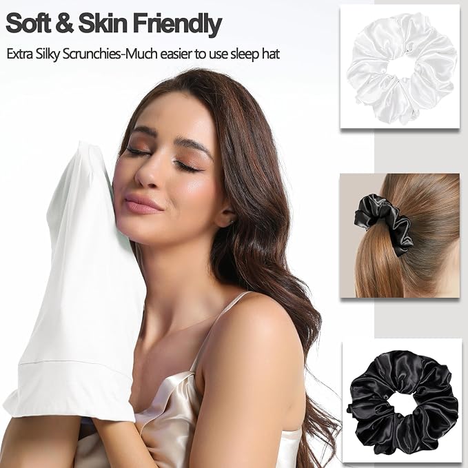 Satin Bonnet for Sleeping Night Cap, Adjustable Satin Lined Silk Bonnets Sleep - Image 6