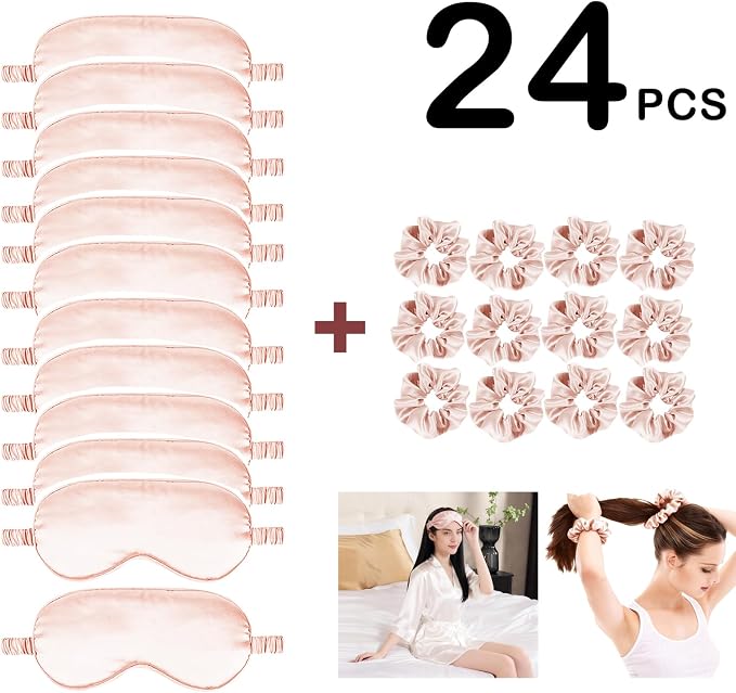 24Pcs Satin Eye Mask Silk Sleep Masks Silky Eyes Cover Blackout Blindfold - Image 2